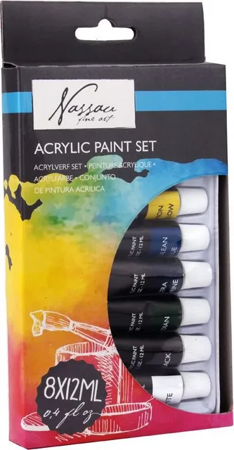 Set 8 tempera acrilica Nassau, 8x12 ml