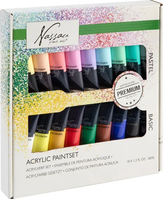 Set culori acrilice mix Creative Craft Fine Art, 18 culori x 36 ml
