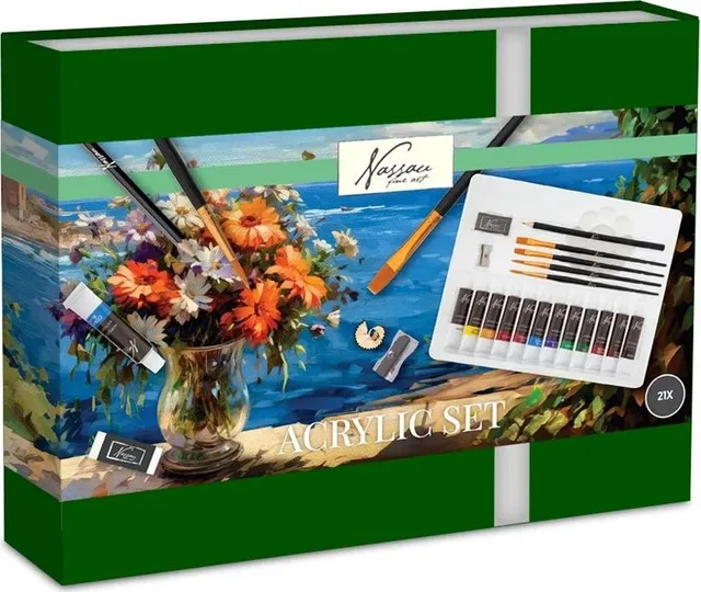 Set pictura Creative Craft, 21 piese, culori acrilice, paleta, creion HB, radiera