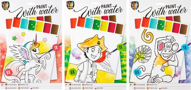 Set pictura acuarele Creative Craft pentru copii, file pretiparite si pensula