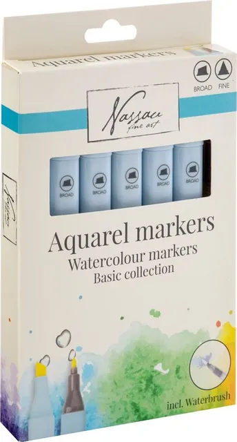Set 6 markere acuarelabile Creative Craft, pensula cu rezervor