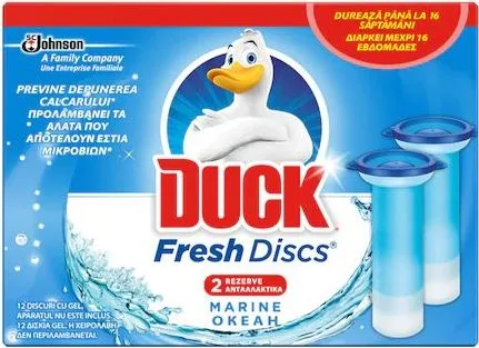 Rezerve odorizant gel pentru vasul toaletei Duck Fresh Discs Marine, 12 discuri/set