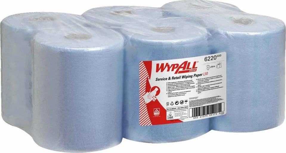 Rola lavete derulare centrala Kimberly-Clark WypAll, albastra 38 x 18 cm, 6 role/bax