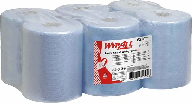 Rola lavete derulare centrala Kimberly-Clark WypAll, albastra 38 x 18 cm, 6 role/bax