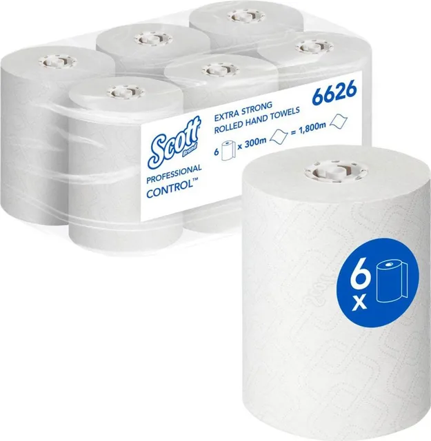 Rola prosop autocut Kimberly-Clark Scott Control Airflex, alb, 1 strat, 300 m, 6 role/bax