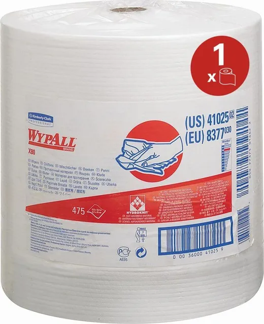 Lavete industriale, Kimberly-Clark, Wypall X80, 34x31.5 cm, alb, 475 portii/rola