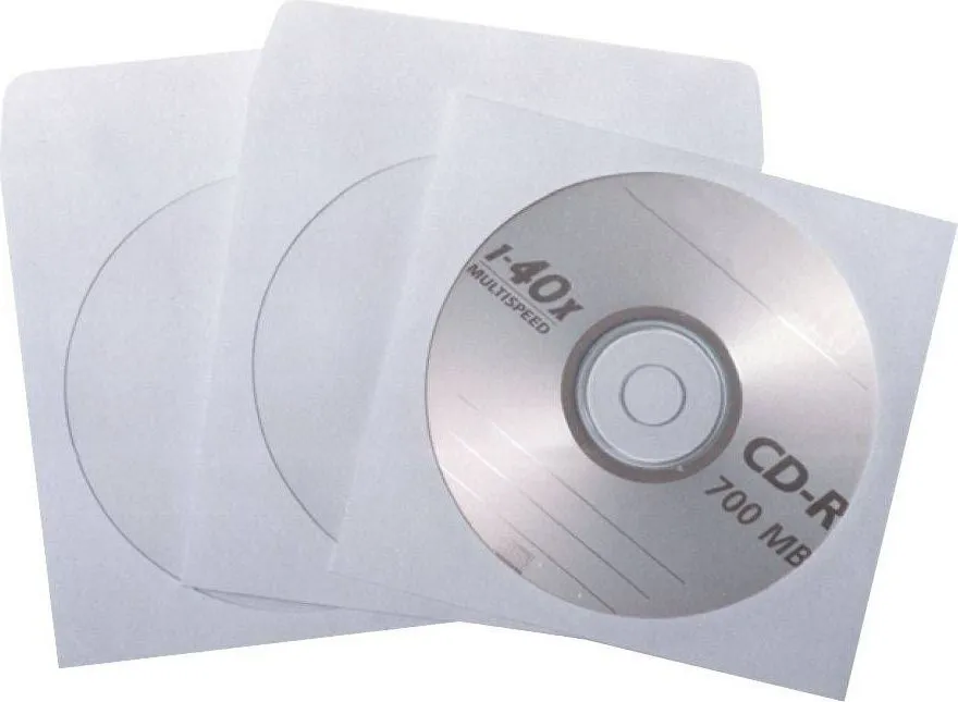 Plic CD, 125 x 125 mm, fereastra, alb, gumat, 90 g/mp
