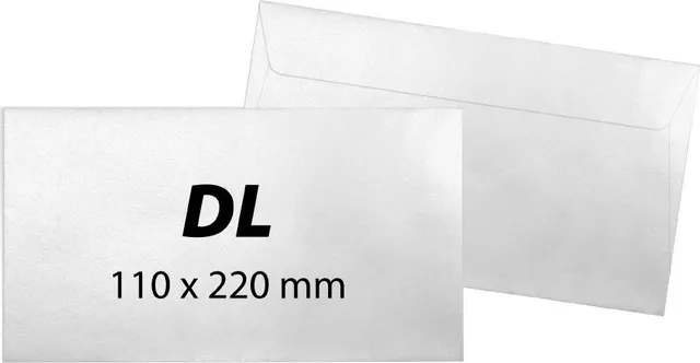 Plic DL, 110 x 220 mm, alb, autoadeziv, 80 g/mp, 1000 bucati/cutie