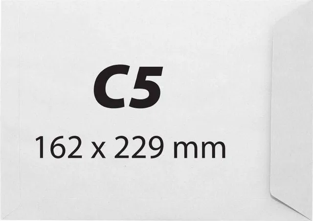 Plic C5, 162 x 229 mm, alb, gumat, 80 g/mp, 25 bucati/set