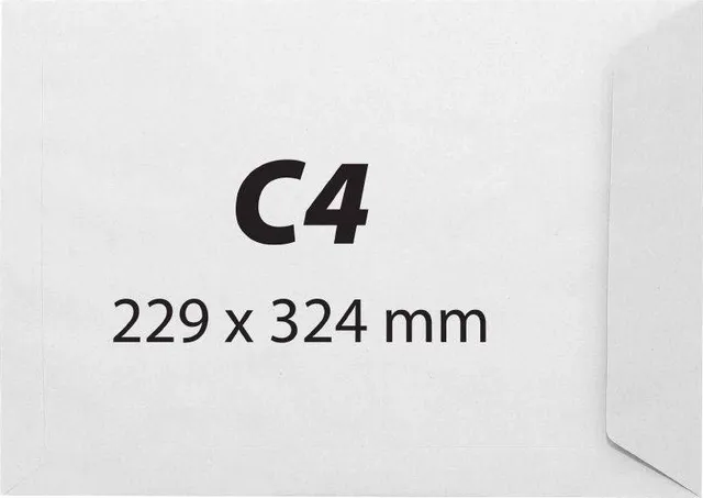 Plic C4, 229 x 324 mm, alb, gumat, 80 g/mp, 25 bucati/set