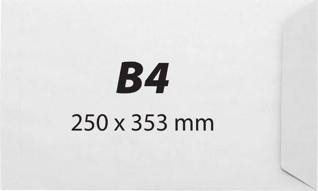 Plic B4, 250 x 353 mm, alb, banda silicon, 100 g/mp, 250 bucati/cutie