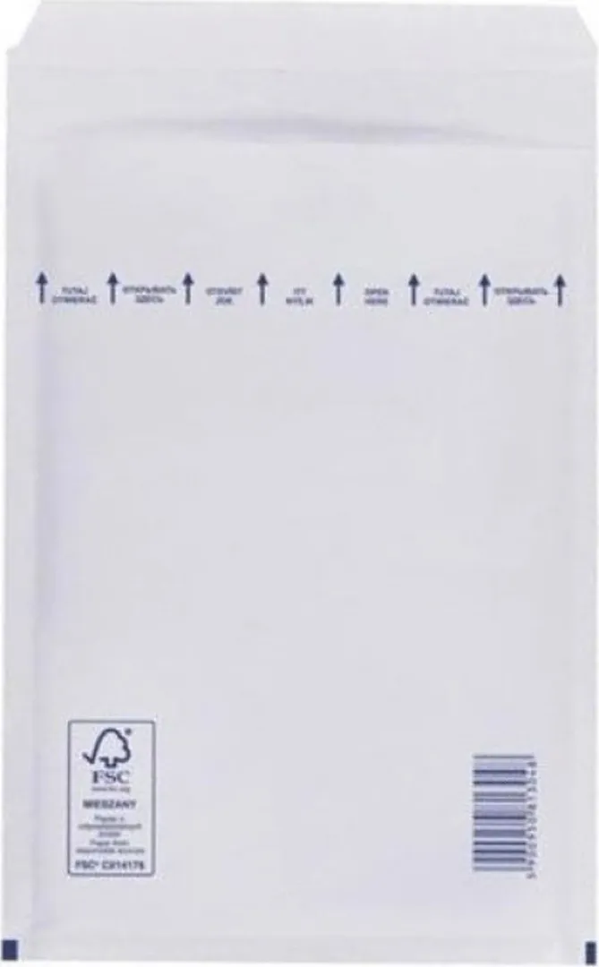 Plic cu protectie, 220 x 340 mm (interior), alb, banda silicon, 90 g/mp, 5 bucati/set