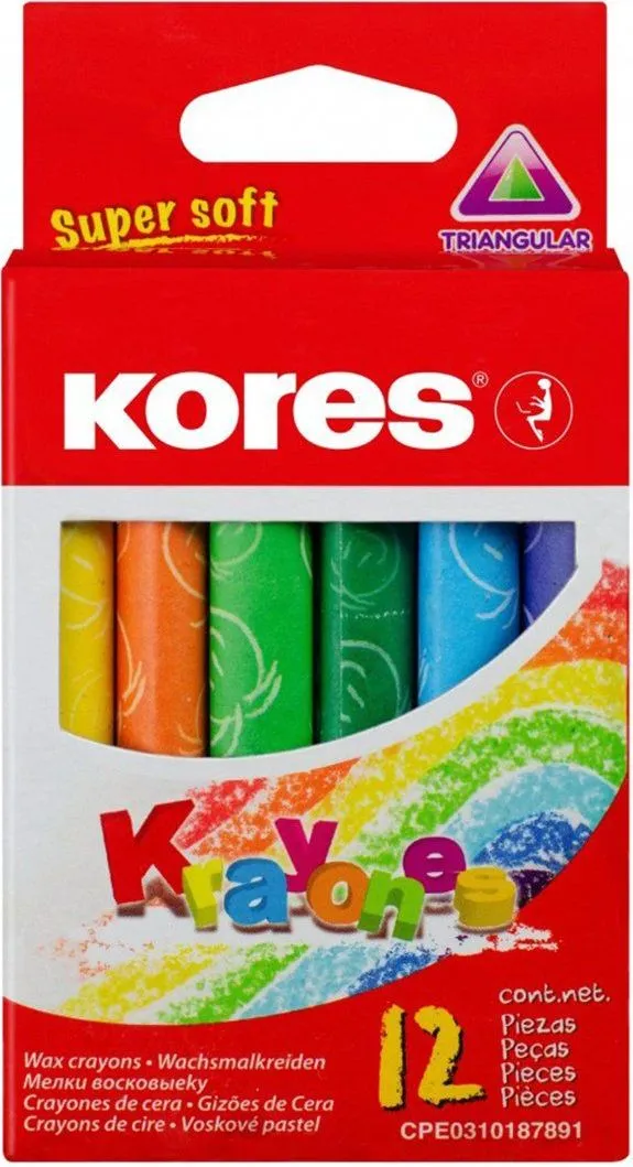 Creioane cerate Jumbo Kores, 12 bucati/set