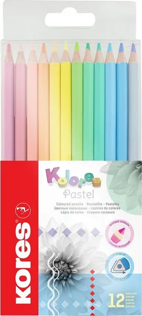 Creioane triunghiulare Kores, 12 culori/set