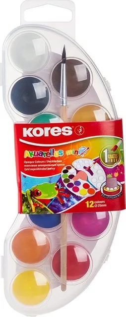 Acuarele Kores Akuarellos Mini, 25 mm, 12 culori/set