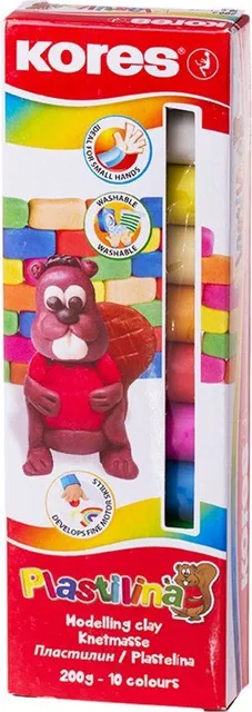 Plastilina Kores, 20 g/culoare, 10 culori/cutie
