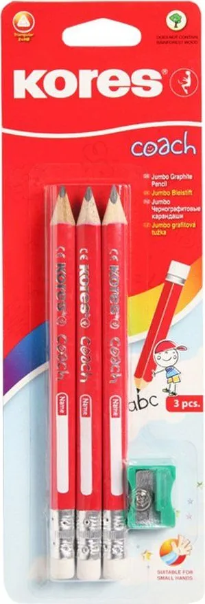 Creioane Kores triunghiulare Coach Grafitos, 3 bucati/set