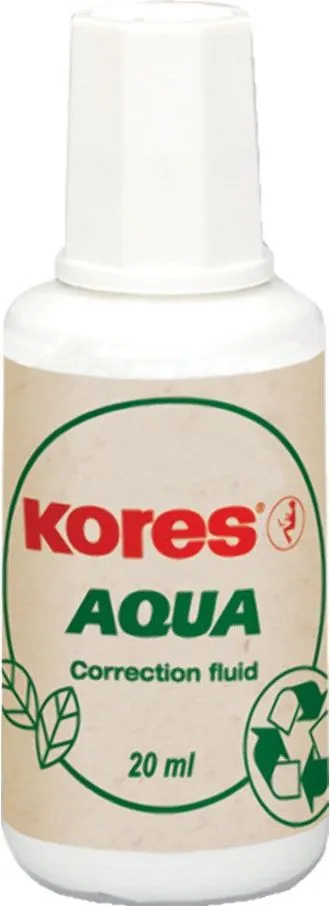 Fluid corector Kores, 20 ml, pe baza de apa, aplicator cu pensula