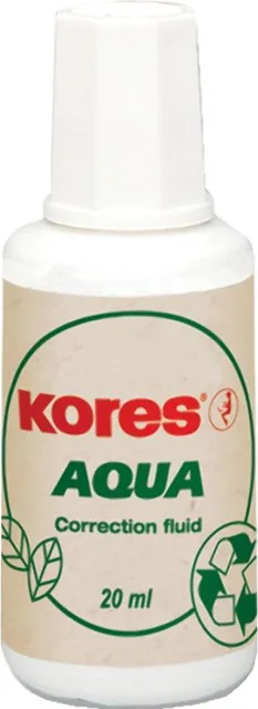 Fluid corector Kores, 20 ml, pe baza de apa, aplicator cu pensula