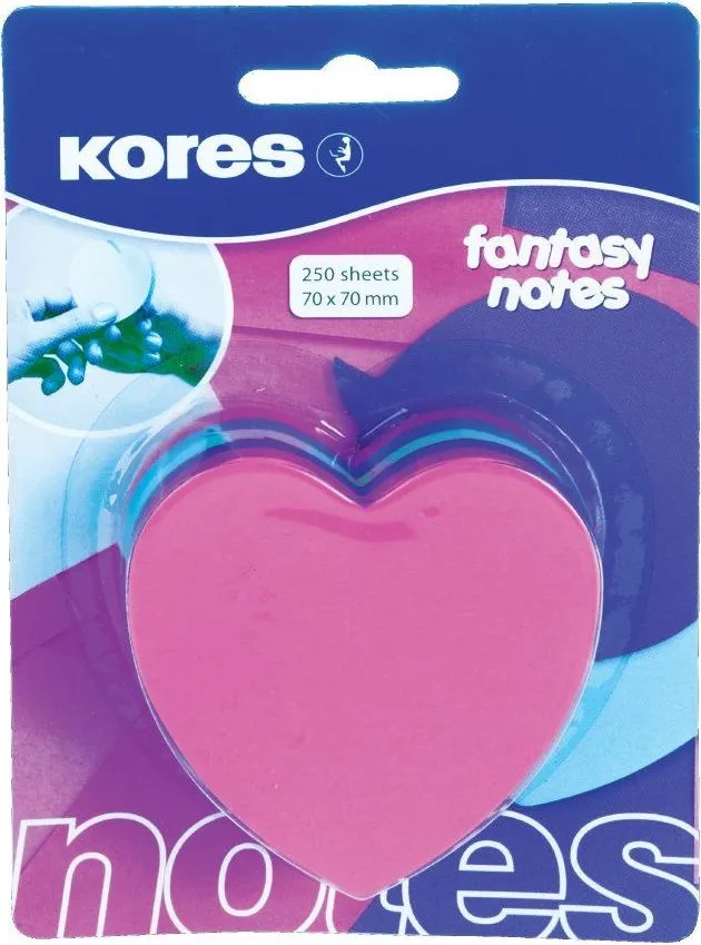 Notite adezive, Kores, inima, 250 file, multicolor