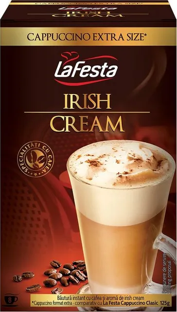 Bautura instant La Festa, Cappuccino Irish Cream, plicuri 8x22g