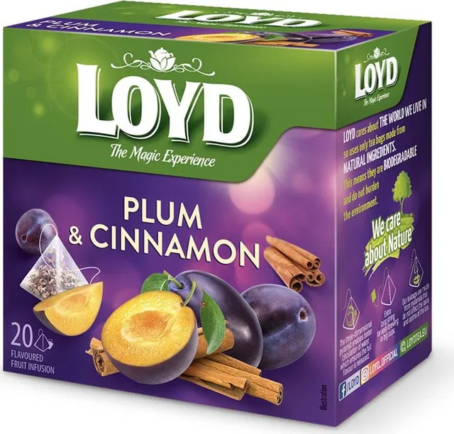 Ceai Loyd prune si scortisoara, piramida, 2 g, 20 plicuri/cutie