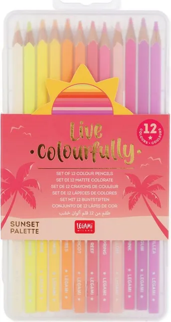 Set 12 creioane de colorat Legami Live colourfully, magenta