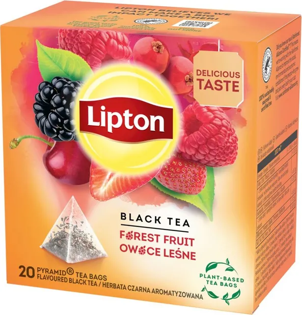 Ceai Lipton, negru, infuzie Fructe de padure, 20 bucati/cutie