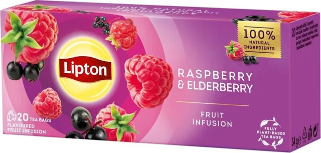 Ceai Lipton, zmeura si soc, 20 plicuri/cutie