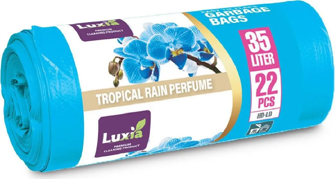 Saci menaj cu urechi HDLD, 35 litri, 22 bucati/rola, aroma tropicala