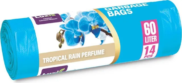 Saci menaj cu urechi HDLD, 60 litri, 14 bucati/rola, aroma tropicala