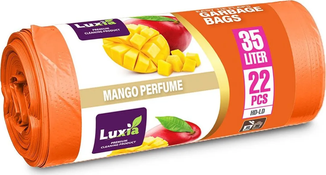 Saci menaj cu urechi HDLD, 35 litri, 22 bucati/rola, aroma mango