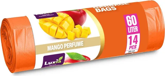 Saci menaj cu urechi HDLD, 60 litri, 14 bucati/rola, aroma mango