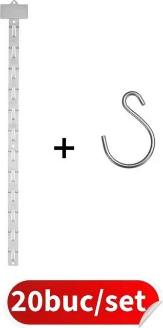 Banda pentru expunere produse Clip Strips JJ Displays, 12 pozitii, transparenta, 20 buc/set