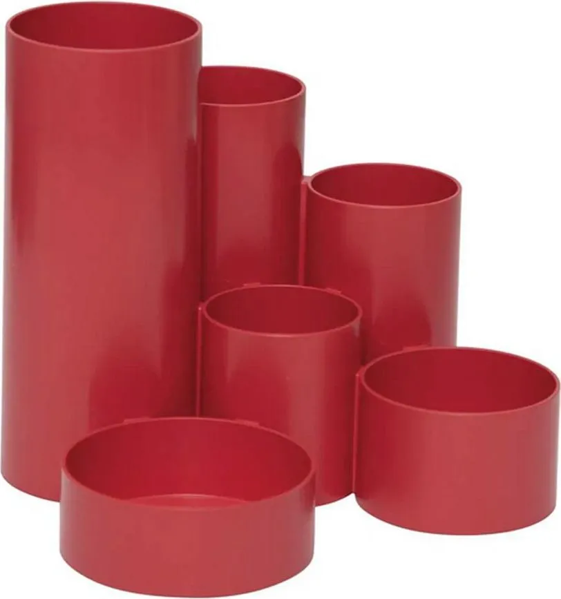 Suport instrumente scris Maul, 6 compartimente, plastic reciclat, rosu