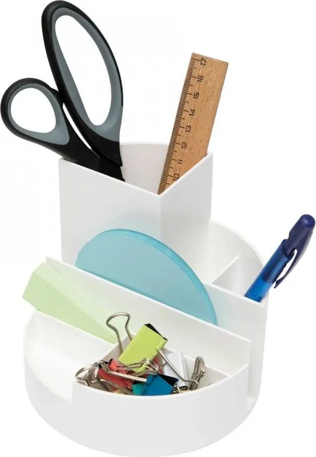 Suport pentru accesorii birou Maul, 6 compartimente, plastic reciclat, alb