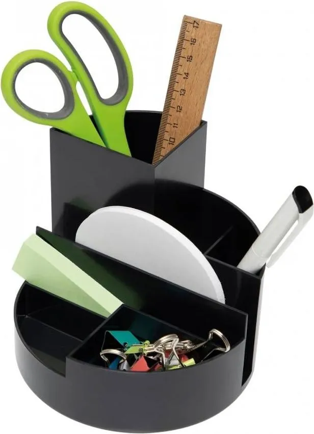 Suport pentru accesorii birou Maul, 6 compartimente, plastic reciclat, negru