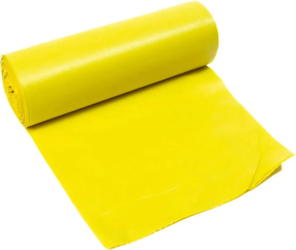 Saci menaj LDPE, galbeni, 70x110 cm, 120 litri, 23 microni, 10 bucati/rola