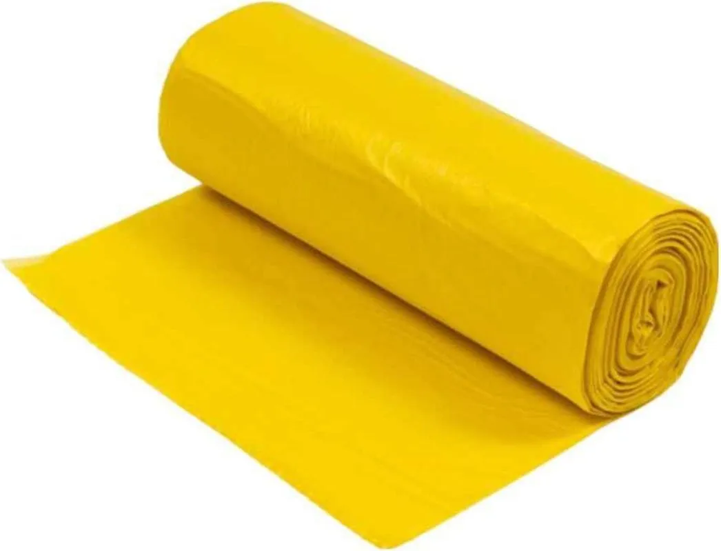 Saci menaj LDPE, galbeni, 50x70 cm, 35 litri, 21 microni, 15 bucati/rola