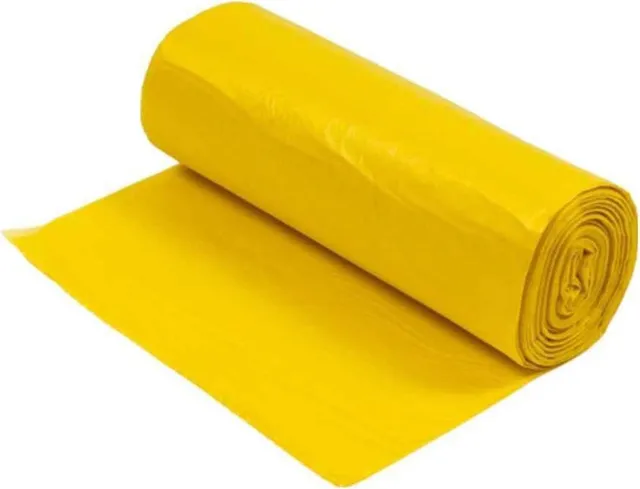 Saci menaj LDPE, galbeni, 50x70 cm, 35 litri, 21 microni, 15 bucati/rola