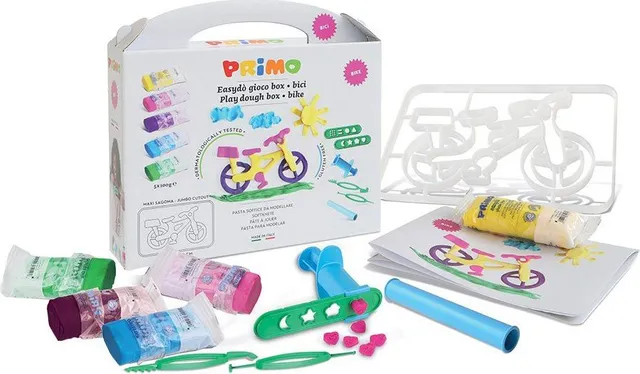 Plastilina moale Morocolor Primo, 5 x 100 g, gluten-free, cu matrita bicicleta