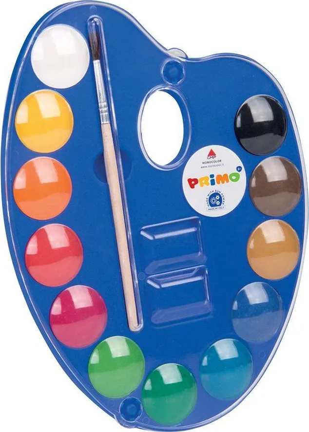 Acuarele Morocolor Primo, diametru pastila 25 mm, 12 culori/cutie (MC15506buc)