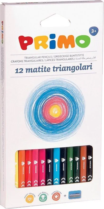 Creioane colorate Morocolor Primo Tris, 12 culori/cutie