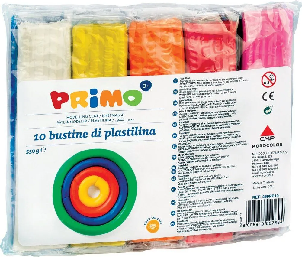 Plastilina Morocolor Primo, 550 g/cutie, 10 culori/pachet
