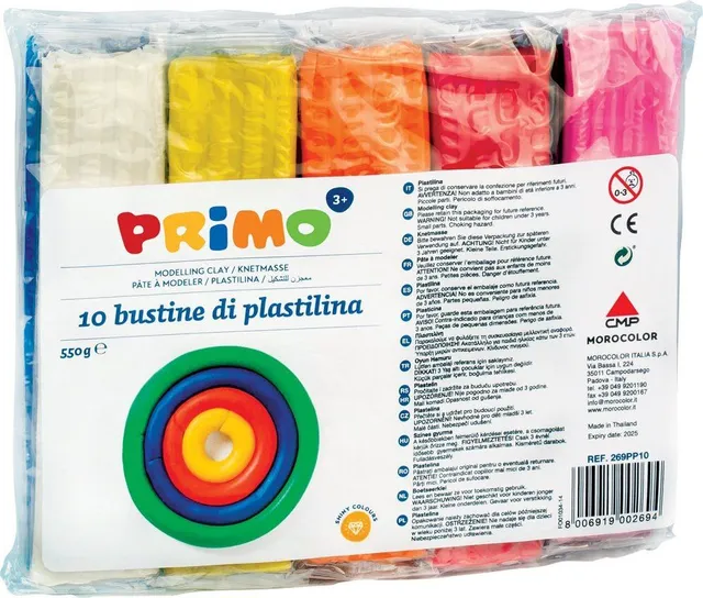 Plastilina Morocolor Primo, 550 g/cutie, 10 culori/pachet