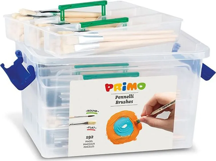 Set 192 pensule Morocolor Primo, varf rotund si varf drept, diverse marimi