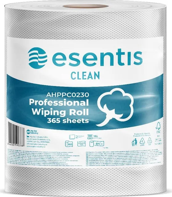 Rola prosop Esentis Clean, 2 straturi, 22 x 23 cm, 365 portii, 84 m, 1 rola/set