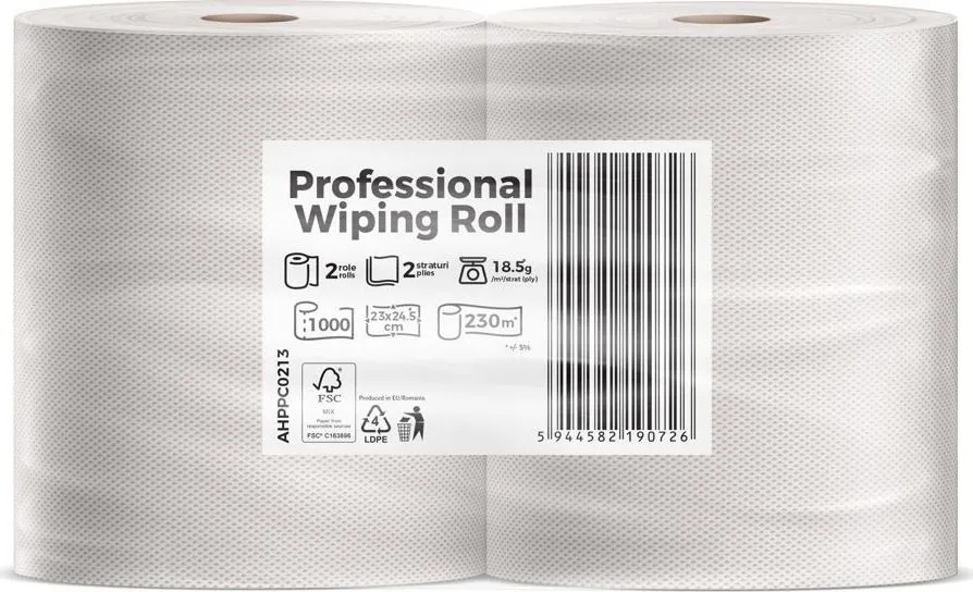 Rola prosop Esentis Clean, 2 straturi, 24.5x23 cm, 1000 foi, 230 m, 2 role