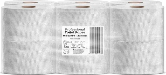 Hartie igienica Esentis Care, alba, 2 straturi, 420 portii, 84 m, 12 role/bax
