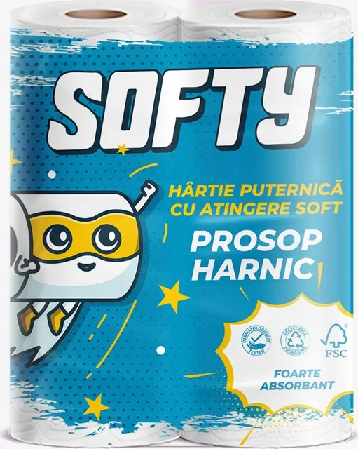 Prosop bucatarie Softy, 2 straturi, 50 portii, 11 m, 2 role/set